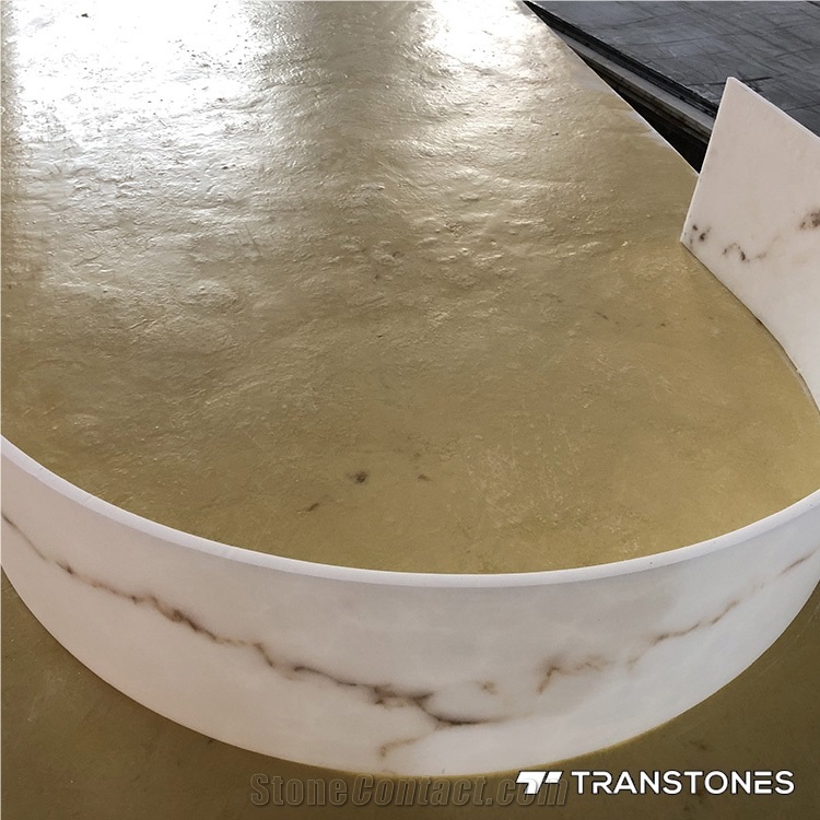 Honed Translucent Curved Alabaster Building Stone