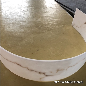 Honed Translucent Curved Alabaster Building Stone