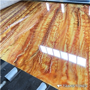 Translucent Polished Yellow Faux Alabaster Wall Panel