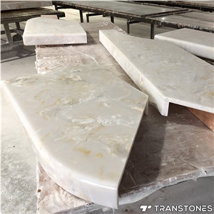 White Translucent Faux Alabaster Bar Top
