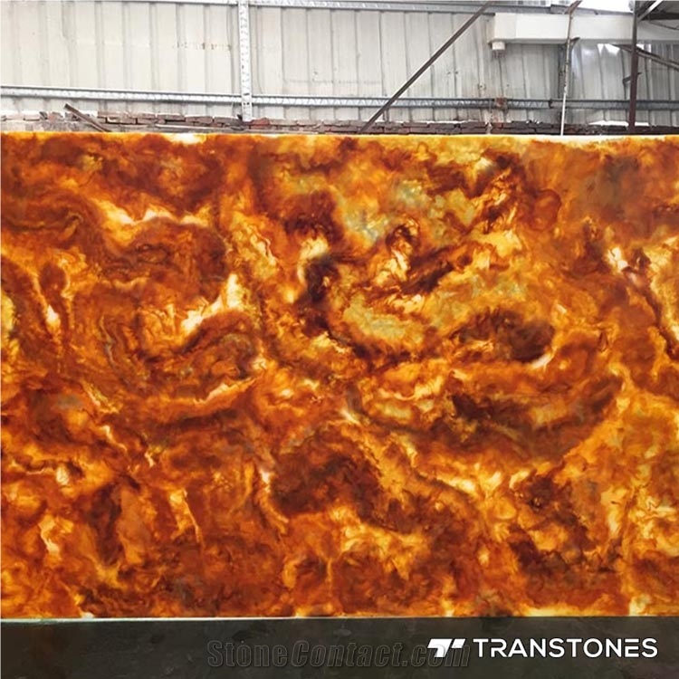 Yellow Translucent Faux Onyx Wall Slabs for Home Decors