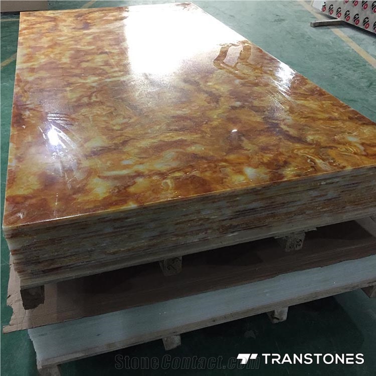 Yellow Translucent Faux Onyx Wall Slabs for Home Decors