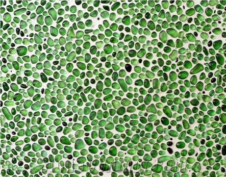 Green Crystal-4910 Glass Pebble Mosaic