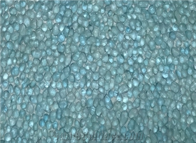 Light Blue-4907 Glass Pebble Mosaic