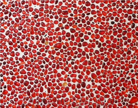 Red Crystal-4902 Glass Pebble Mosaic