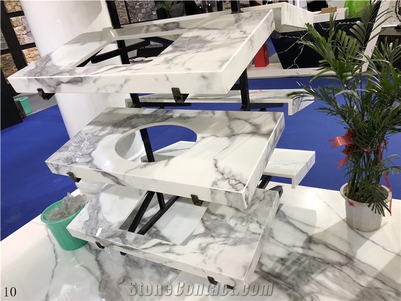 Arabescato White Marble Stone Worktop Desk Tops