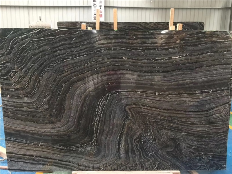 China Antico Wood Vein Black Marble For Floor Tiles