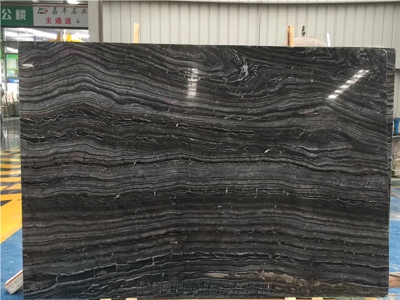China Antico Wood Vein Black Marble For Floor Tiles