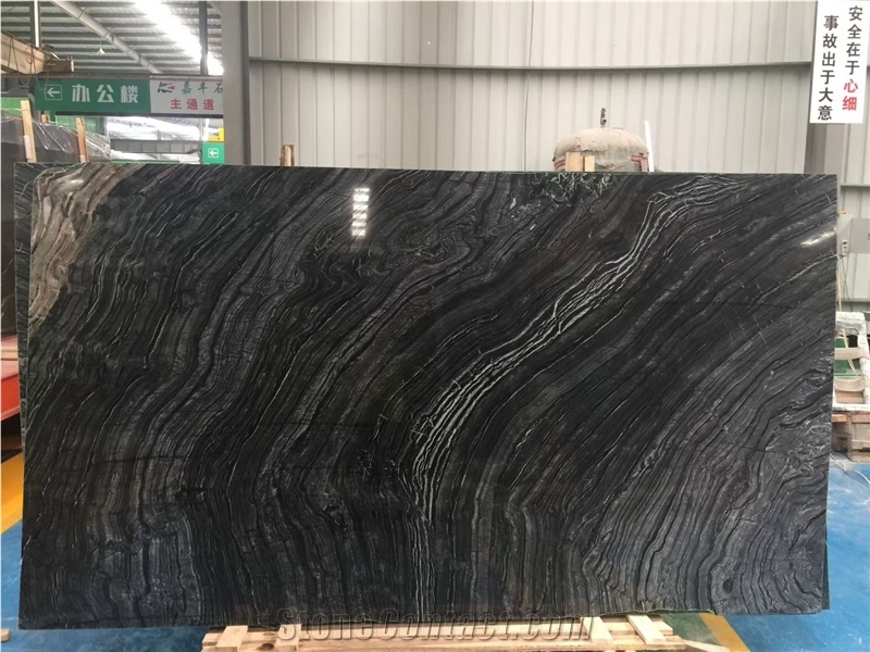 China Antico Wood Vein Black Marble For Floor Tiles