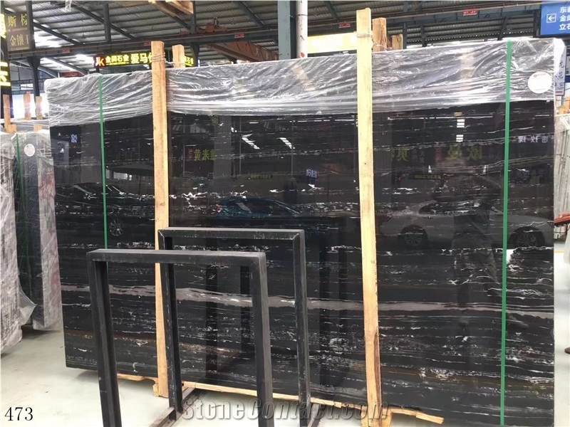 China Century Black Ice Marble Slab Walling Tiles
