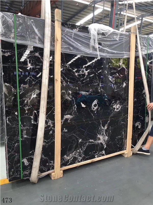 China Century Black Ice Marble Slab Walling Tiles