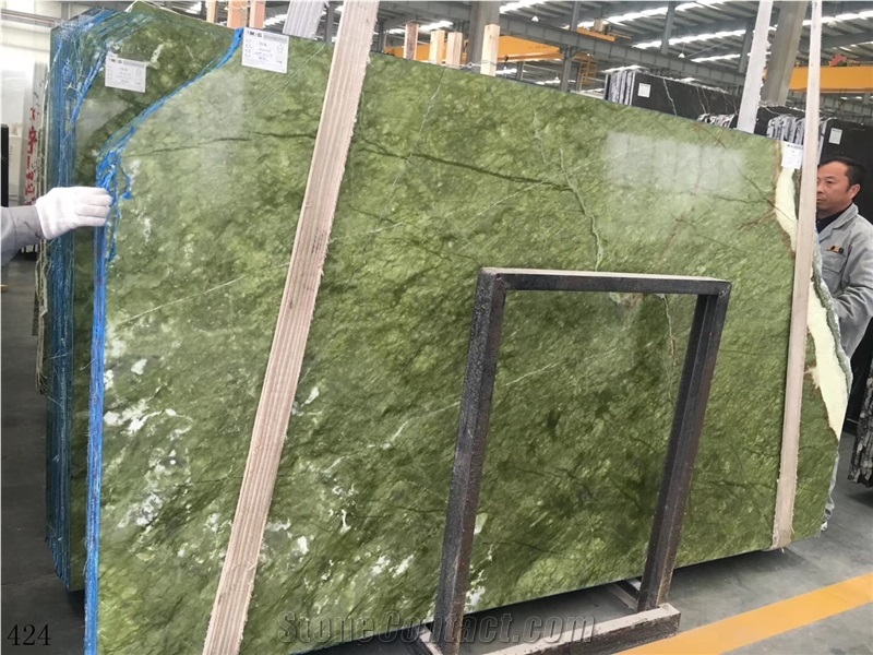 China Dandong Green Marble Slab Tiles Vanity Use
