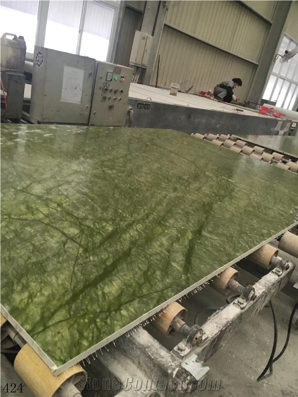 China Dandong Green Marble Slab Tiles Vanity Use