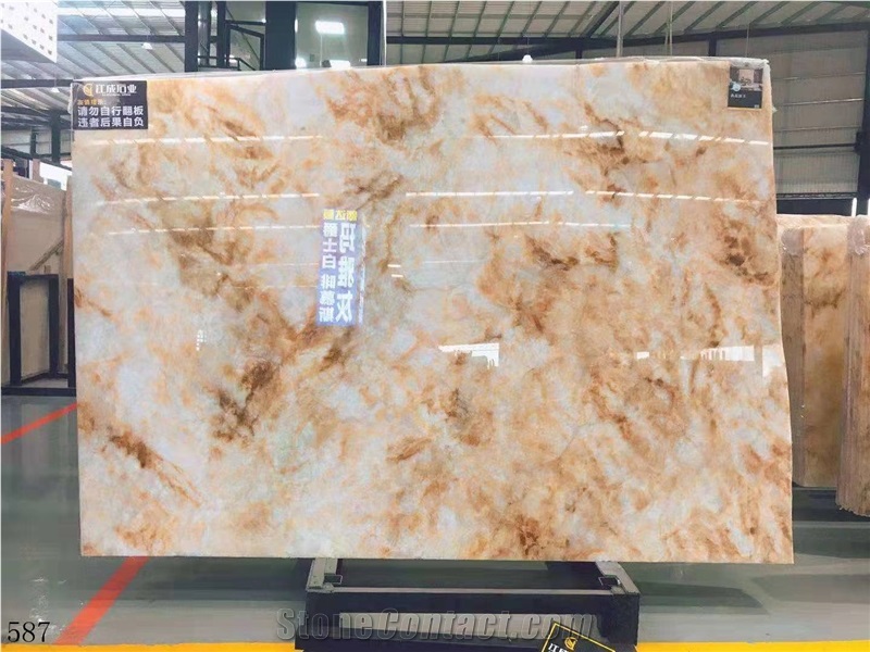 China Gold Onyx Yellow Onix Slab Ktichen Tile Wall