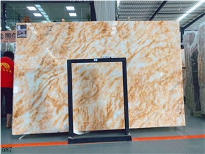 China Gold Onyx Yellow Onix Slab Ktichen Tile Wall