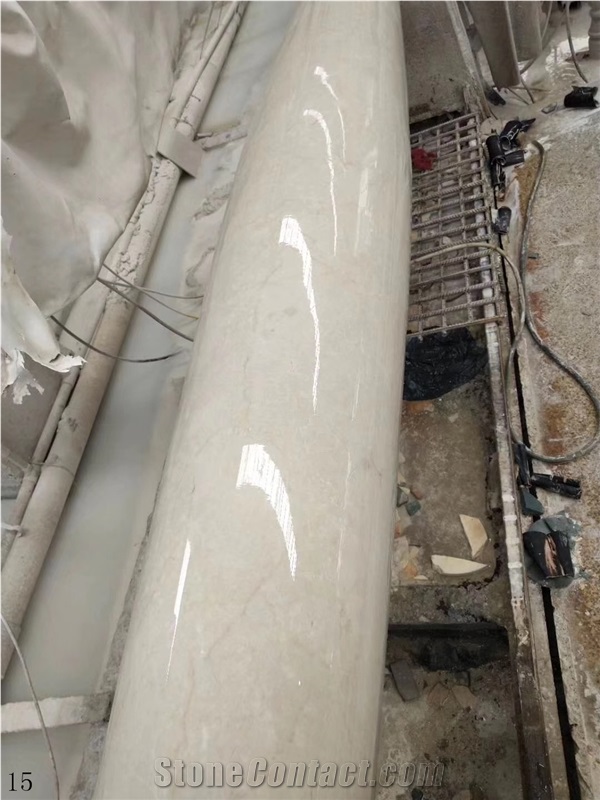 Dehbid Beige Marble Stone Hollow Column Pilasters