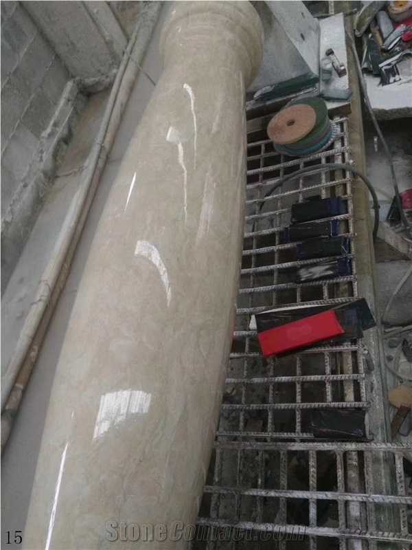 Dehbid Beige Marble Stone Hollow Column Pilasters