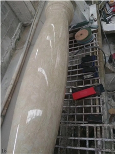 Dehbid Beige Marble Stone Hollow Column Pilasters