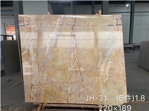 Goose Feather Golden Vein Marble Yellow Tiles Slab