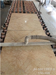 Goose Feather Golden Vein Marble Yellow Tiles Slab
