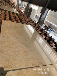 Goose Feather Golden Vein Marble Yellow Tiles Slab