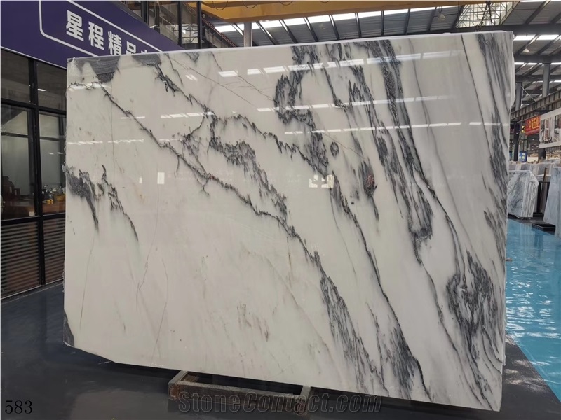 Ink White Marble Mountain Jade Slab in China