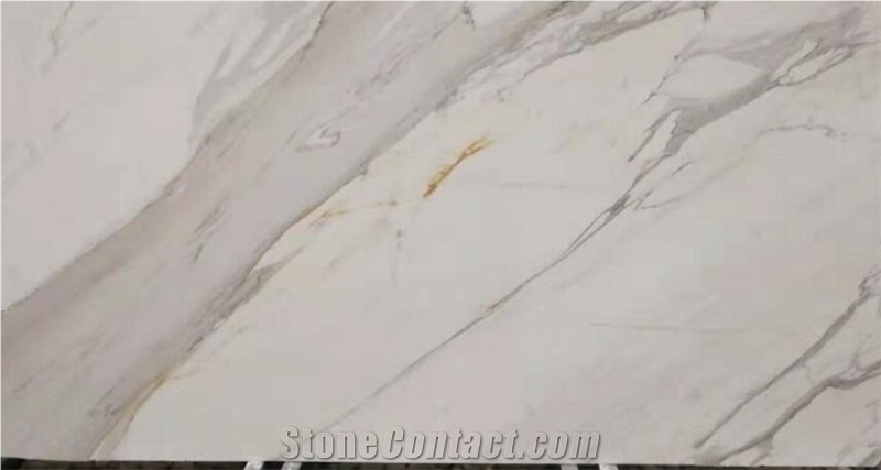 Italy Calacatta White Slab Tiles Marble Pattern