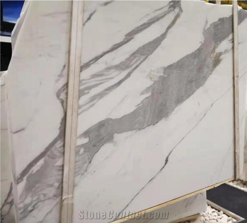 Italy Calacatta White Slab Tiles Marble Pattern