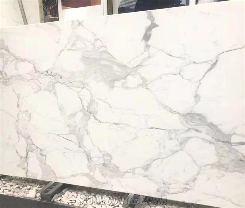 Italy Calacatta White Slab Tiles Marble Pattern