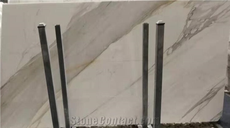 Italy Calacatta White Slab Tiles Marble Pattern