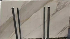 Italy Calacatta White Slab Tiles Marble Pattern