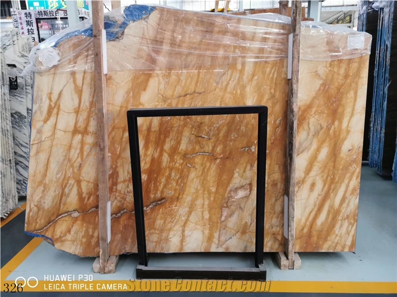 Italy Giallo Siena Medio Marble Slab Tiles Wall