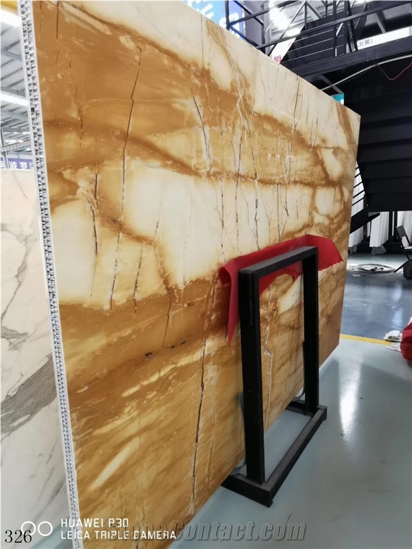 Italy Giallo Siena Medio Marble Slab Tiles Wall