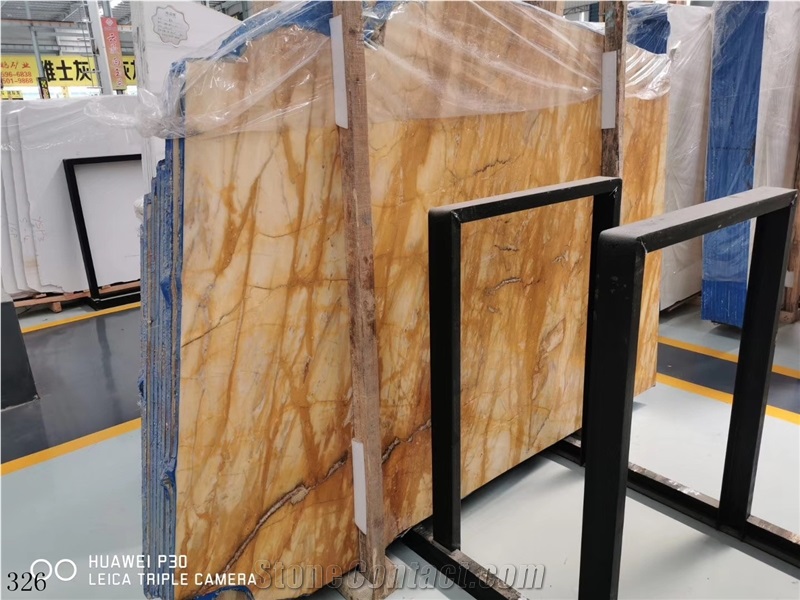 Italy Giallo Siena Medio Marble Slab Tiles Wall