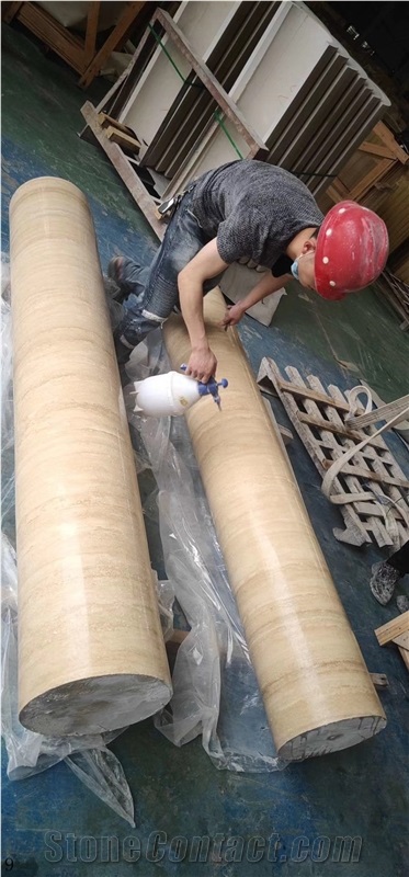 Italy Yellow Travertino Tipo Travertine Column