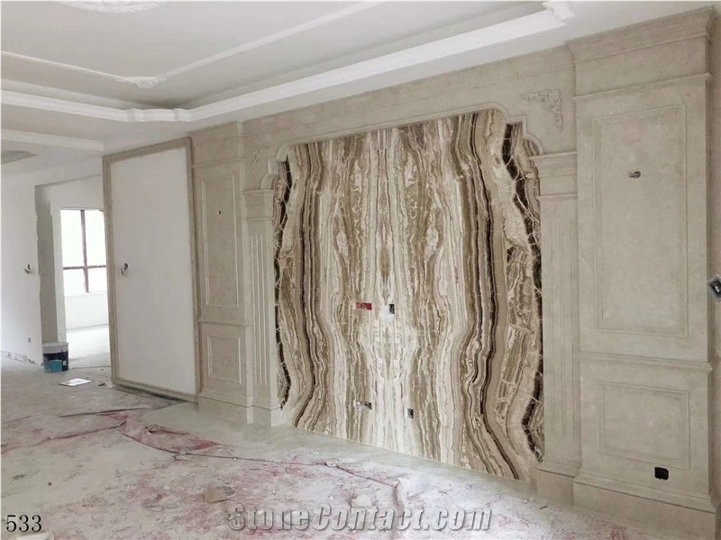 Jade Travertine Honey Traonyx Slab in China Market