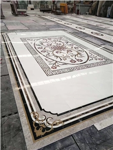 Marble Stone Rectangular Waterjet Floor Medallion