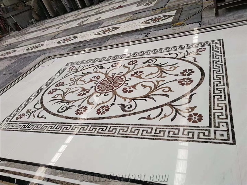 Marble Stone Rectangular Waterjet Floor Medallion