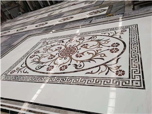 Marble Stone Rectangular Waterjet Floor Medallion