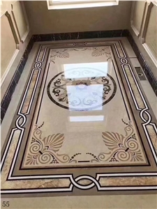 Marble Stone Rectangular Waterjet Floor Medallion