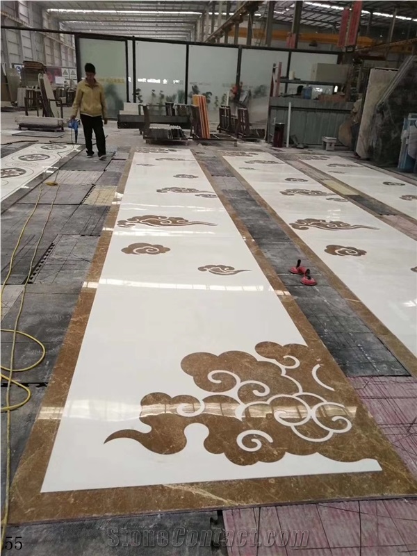 Marble Stone Rectangular Waterjet Floor Medallion