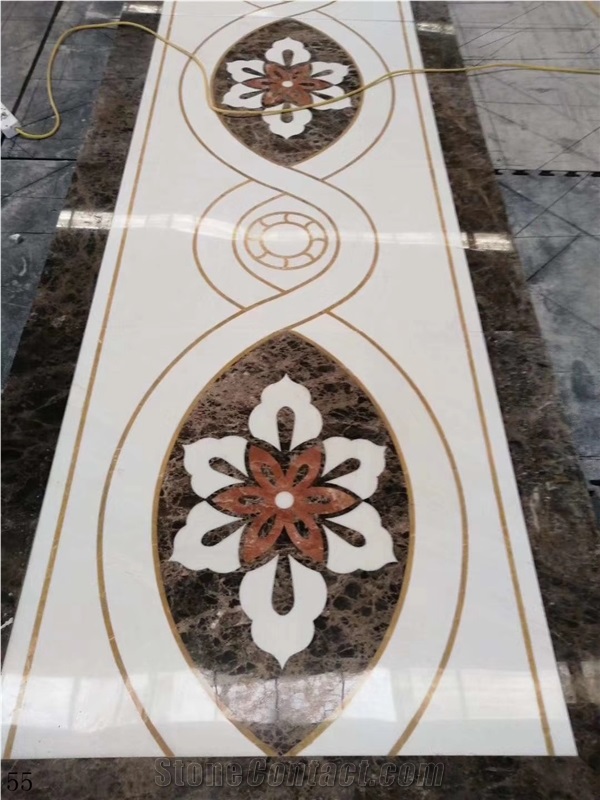 Marble Stone Rectangular Waterjet Floor Medallion