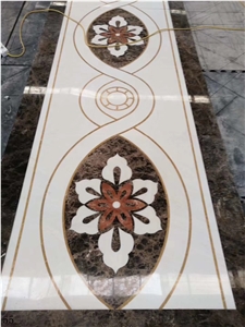Marble Stone Rectangular Waterjet Floor Medallion