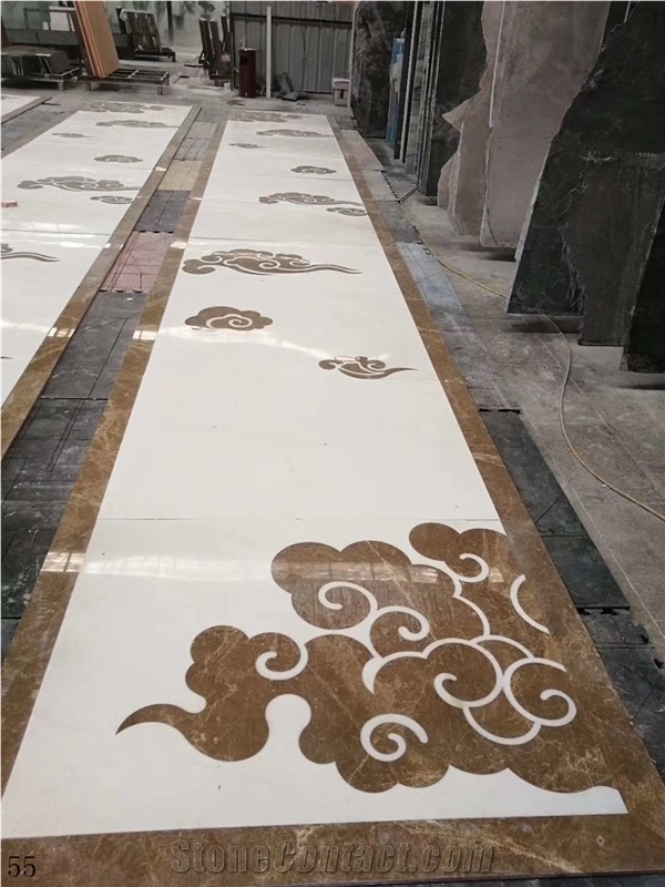 Marble Stone Rectangular Waterjet Floor Medallion