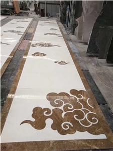 Marble Stone Rectangular Waterjet Floor Medallion