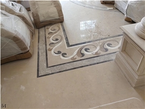 Natural Marble Square Floor Waterjet Medallion