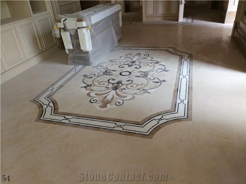 Natural Marble Square Floor Waterjet Medallion