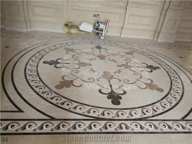 Natural Marble Square Floor Waterjet Medallion