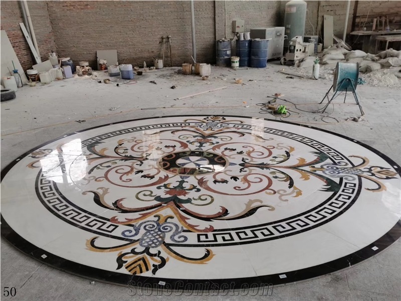 Natural Stone Marble Round Waterjet Medallion Tile