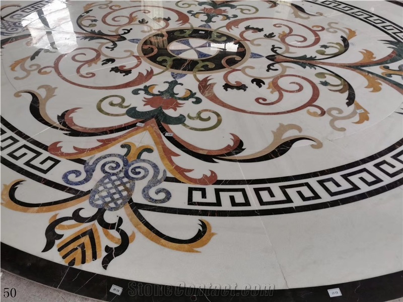Natural Stone Marble Round Waterjet Medallion Tile